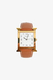 Hermes Gold Epsom Leather Medium 30mm 'Heure' Watch
