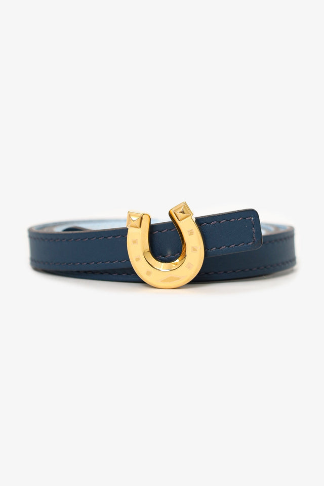 Hermes Navy/Blue Togo/Swift Reversible 13MM Horseshoe Buckle Belt
