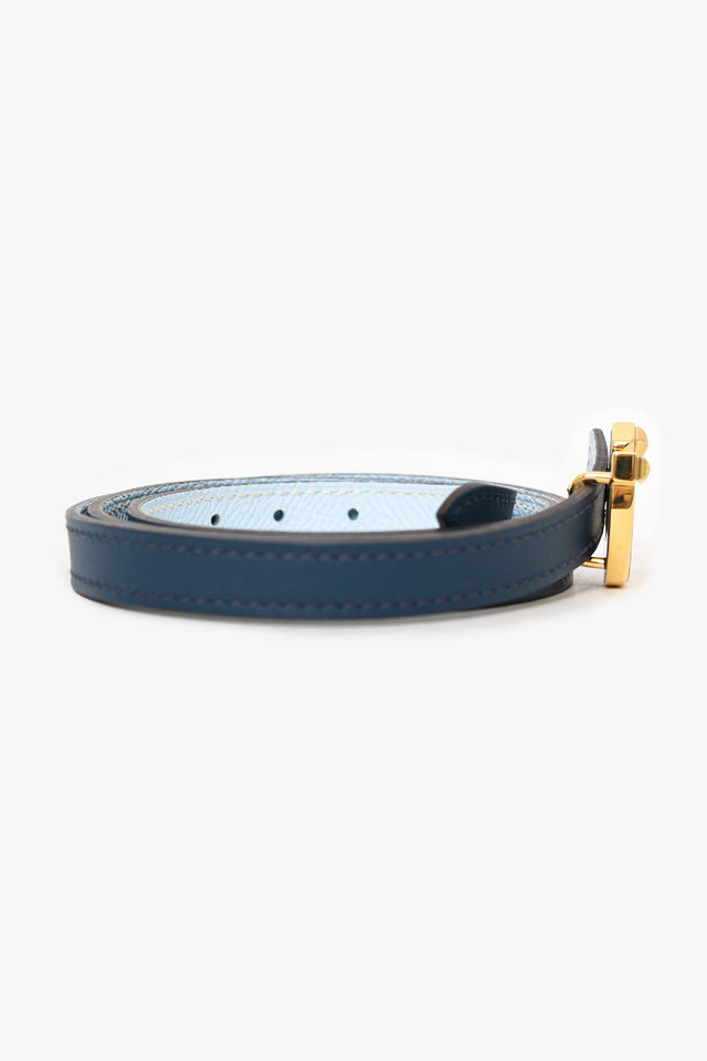 Hermes Navy/Blue Togo/Swift Reversible 13MM Horseshoe Buckle Belt