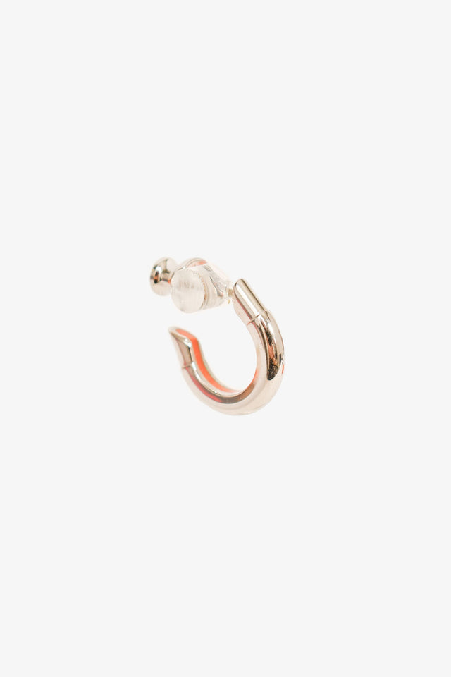 Hermes Palladium Plated Single 'Sabot' Mini Hoop Earring