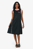 Prada Black/Pink Nylon Sleeveless Triangle Logo Midi Dress Size 38