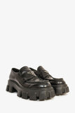 Prada Black Brushed Leather Extra Light Monolith Loafers Size 9 Mens