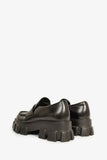 Prada Black Brushed Leather Extra Light Monolith Loafers Size 9 Mens