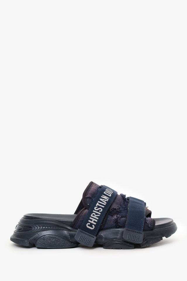 Christian Dior Navy J'ADior Velcro Slides Size 36