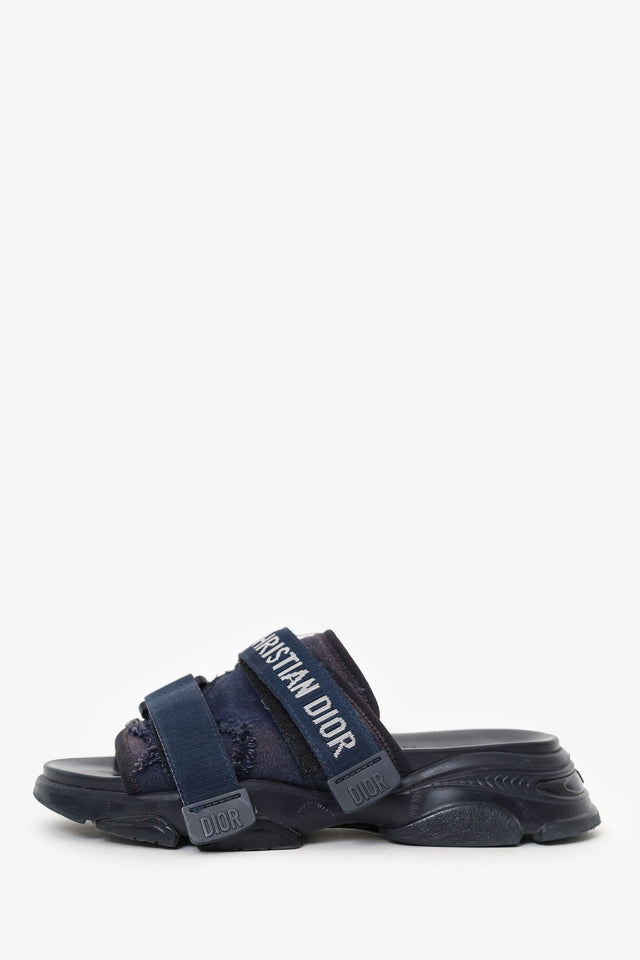Christian Dior Navy J'ADior Velcro Slides Size 36