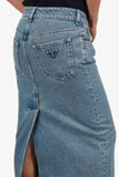 Prada Blue Denim Triangle Logo Maxi Skirt Size 38