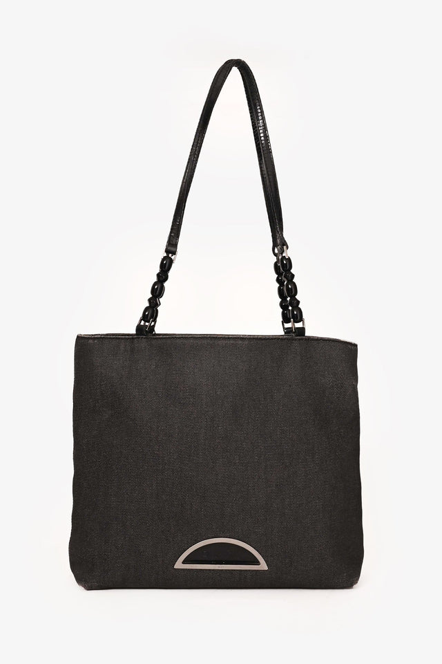 Christian Dior 2001 Grey Denim Maris Pearl Tote