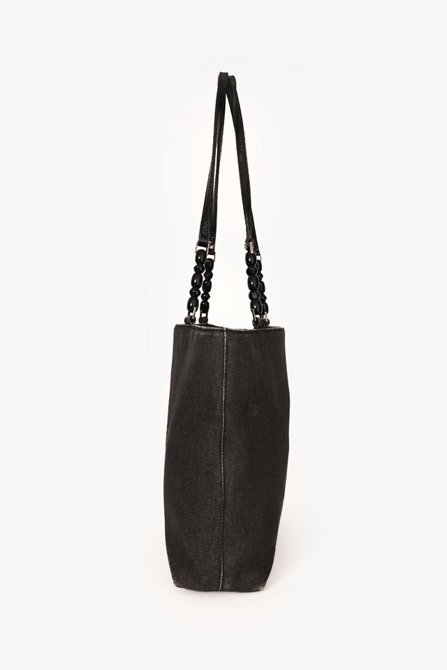 Christian Dior 2001 Grey Denim Maris Pearl Tote