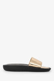 Louis Vuitton Gold Leather Monogram Slides Size 40