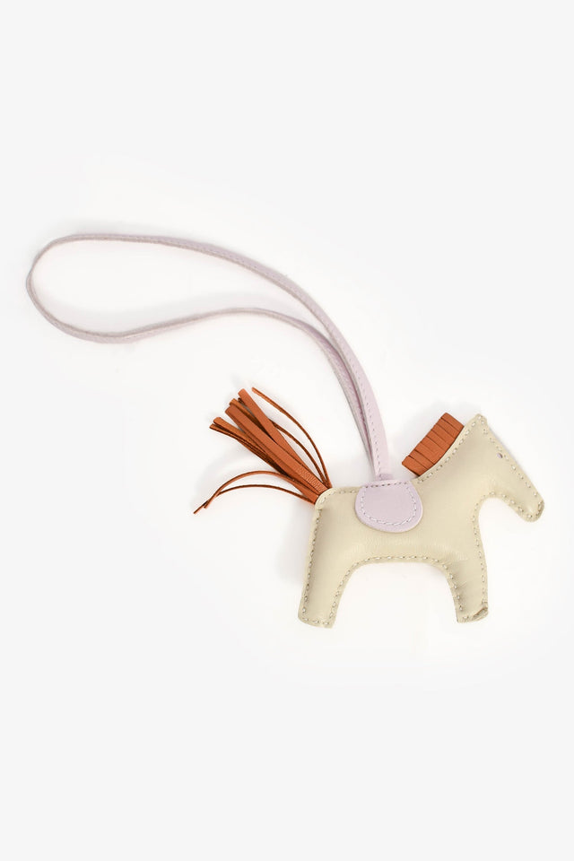 Hermes Cream/Pink Brown Leather Rodeo PM Bag Charm