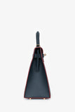 Hermes 2016 Blue Indigo/Rouge H Trim Epsom Leather Contour Sellier Kelly 32 With Strap GHW