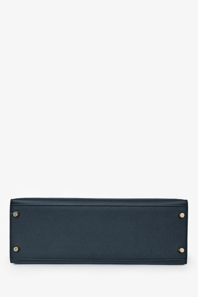Hermes 2016 Blue Indigo/Rouge H Trim Epsom Leather Contour Sellier Kelly 32 With Strap GHW