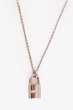 Hermes 18K White Gold Diamond 'Cadenas' Lock Pendant