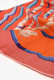 Hermes Orange/Blue Silk Cane Motif Scarf Size 90
