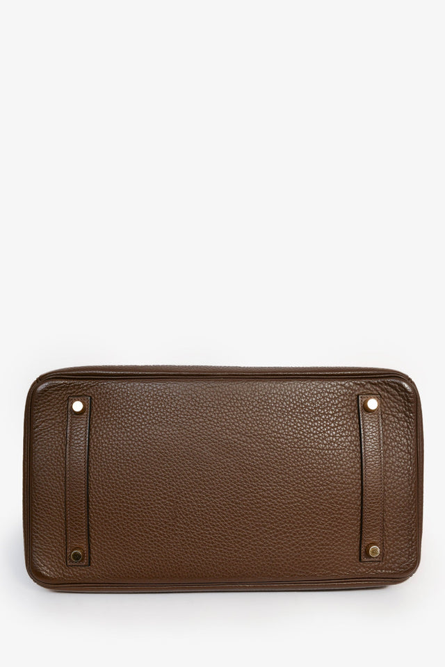 Hermes 2014 Special Order Brown Clemence Leather Birkin 35
