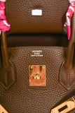 Hermes 2014 Special Order Brown Clemence Leather Birkin 35