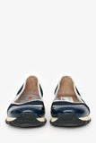 Prada Navy/Silver Metallic Leather Sneaker Pumps Size 41