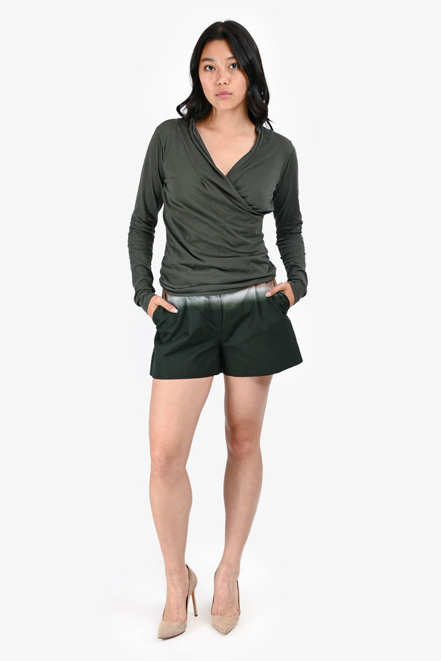 Prada 2020 Brown/Green Ombre Pleated Shorts Size 40