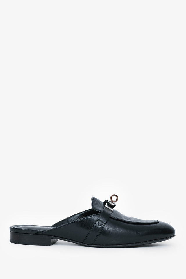 Hermes Black Leather Oz Mules Size 35