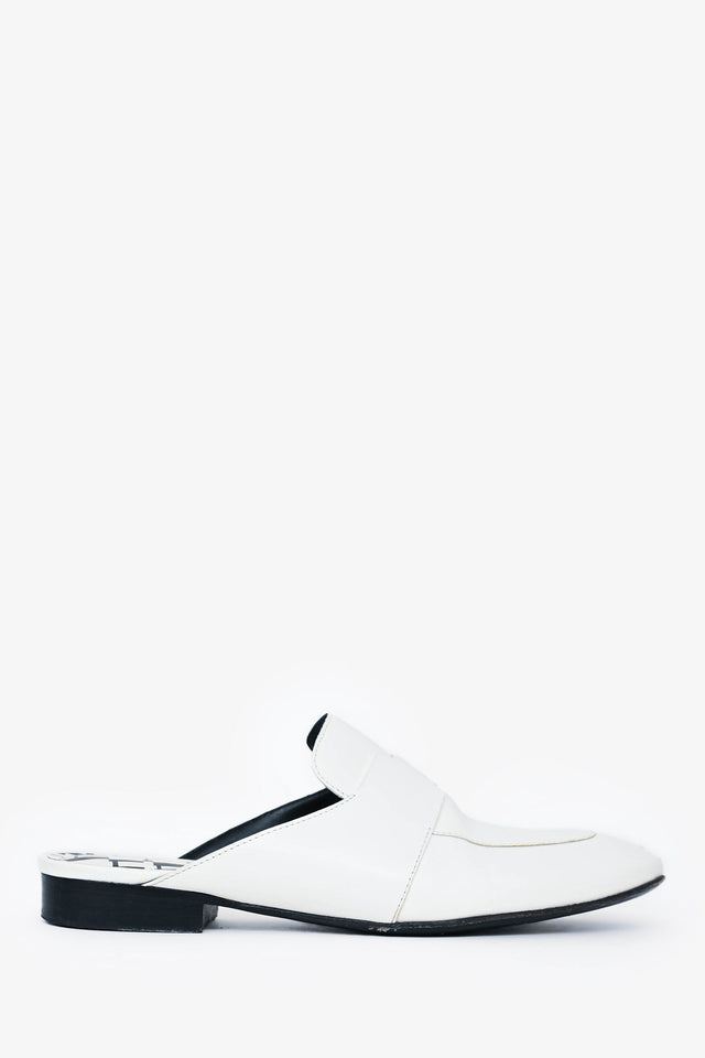 Hermes White Leather Catena Mules Size 35