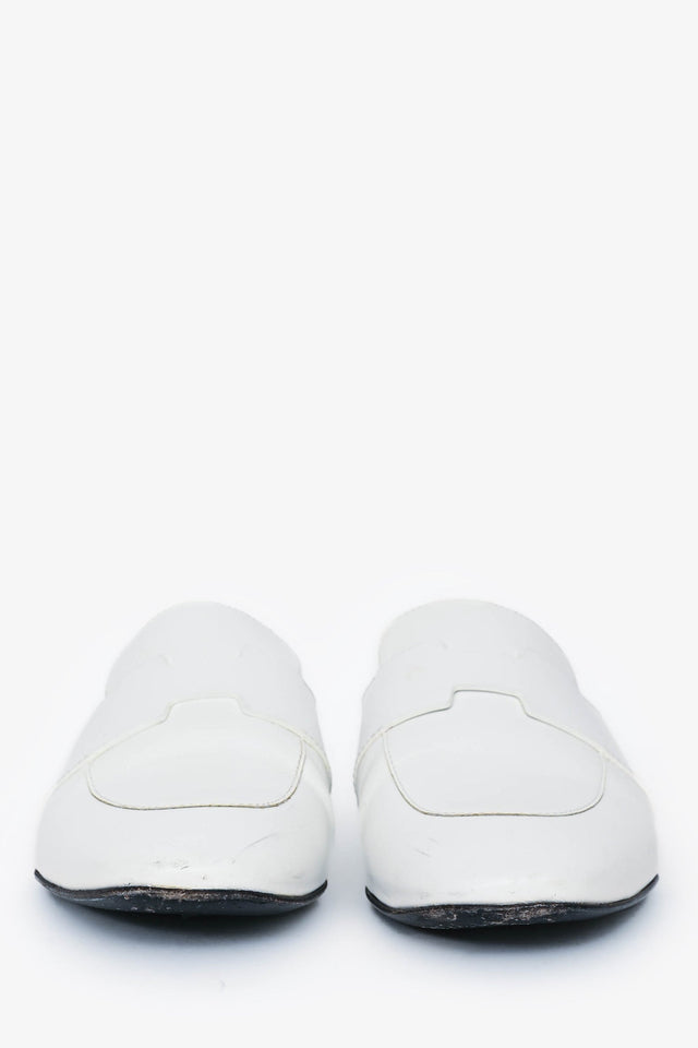 Hermes White Leather Catena Mules Size 35