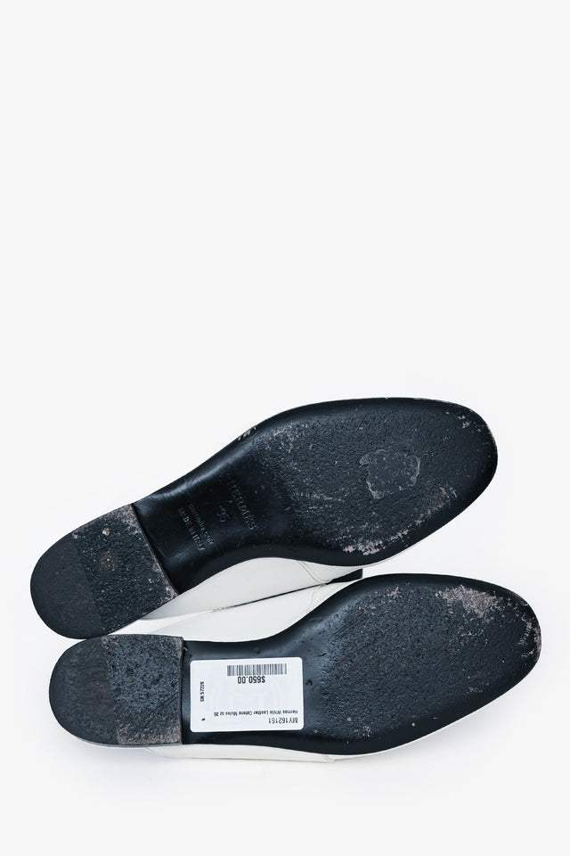 Hermes White Leather Catena Mules Size 35