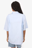 Burberry Baby Blue Logo Embroidered Short Sleeve Shirt Size M