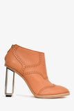 Hermes Brown Leather Wingtip Short Boots Size 37