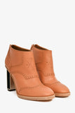 Hermes Brown Leather Wingtip Short Boots Size 37