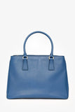 Prada Blue Saffiano Leather 'Galleria Double Zip' Top Handle with Strap