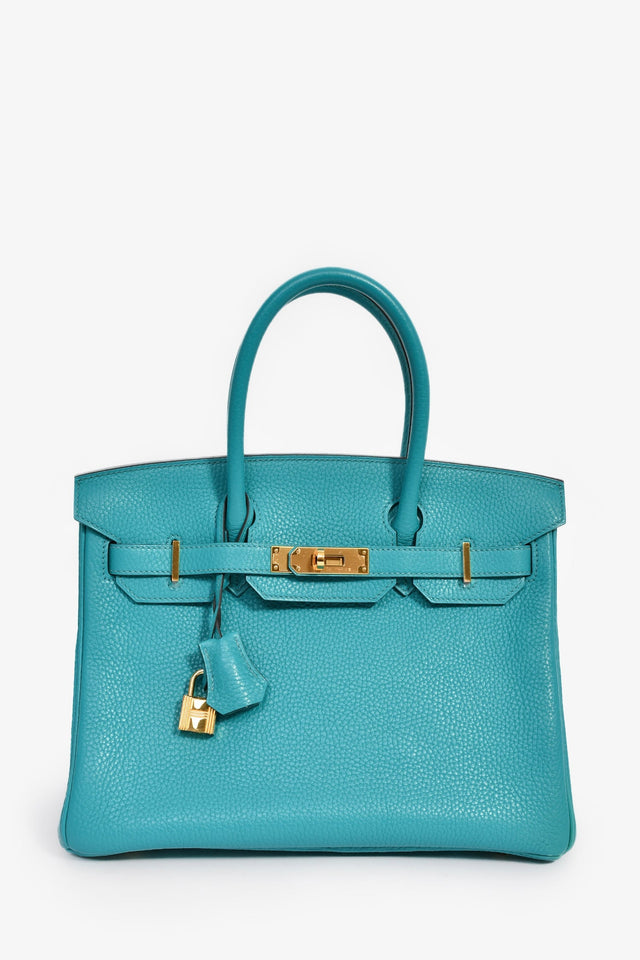 Hermes 2016 Bleu Paon Clemence Leather Birkin 30 GHW
