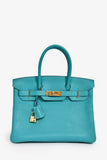Hermes 2016 Bleu Paon Clemence Leather Birkin 30 GHW