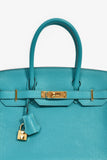 Hermes 2016 Bleu Paon Clemence Leather Birkin 30 GHW