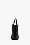 Christian Dior 2018 Black Satin Crystal Embellished Mini Lady Dior with Strap