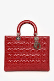 Christian Dior 2011 Red Patent Leather Large Lady Dior with Strap