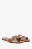 Hermes Brown Leather Lisboa Slides Size 36