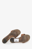 Hermes Brown Leather Lisboa Slides Size 36