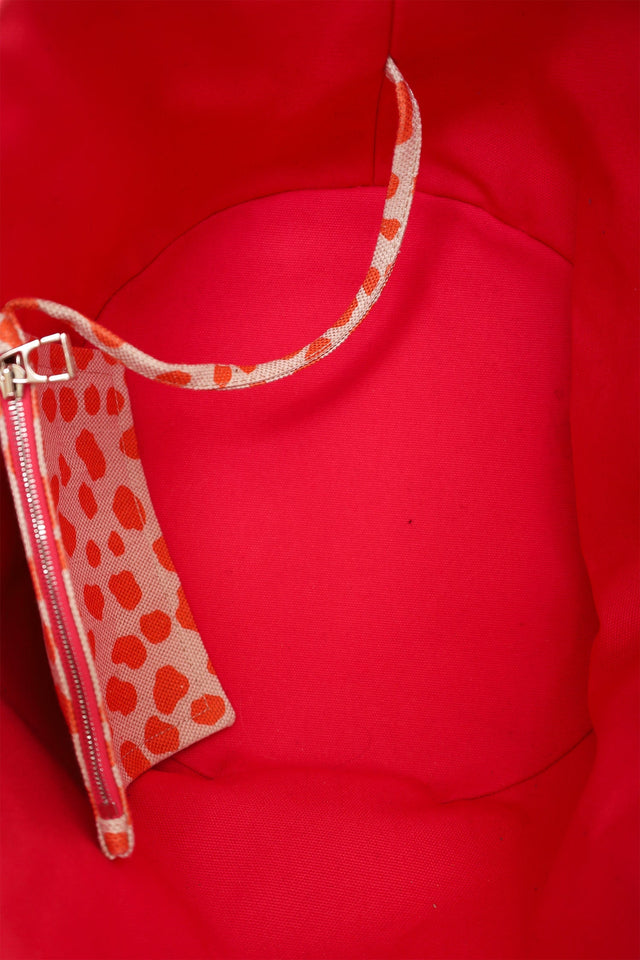 Hermes Kids Line Orange Canvas Animal Print Tote With Pouch
