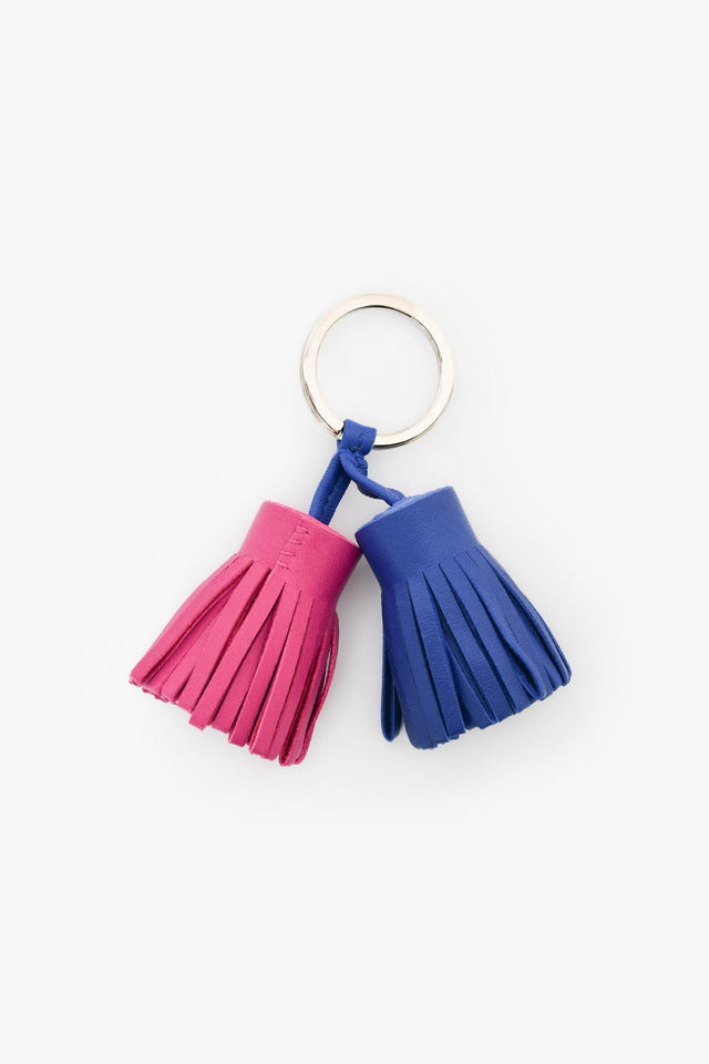 Hermes Purple/Blue Leather 'Carmen Uno-Dos' Key Ring