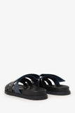 Hermes Black Leather Chypre Sandals Size 41.5
