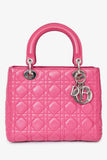 Christian Dior 2013 Pink Cannage Leather Lady Dior Top Handle With Strap