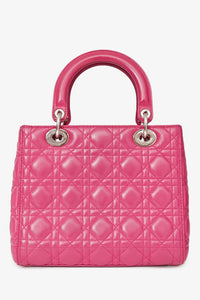Christian Dior 2013 Pink Cannage Leather Lady Dior Top Handle With Strap