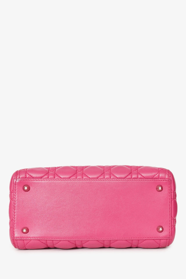 Christian Dior 2013 Pink Cannage Leather Lady Dior Top Handle With Strap