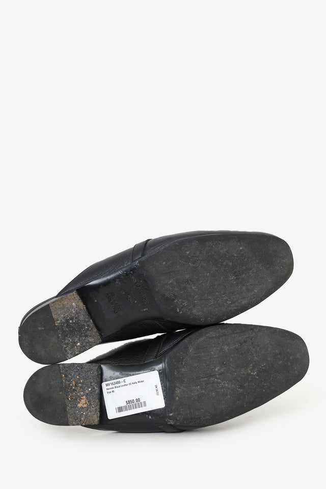Hermes Black Leather OZ Kelly Mules Size 40