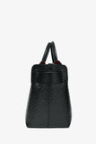 Burberry Black Leather TB Monogram Embossed Tote With Strap