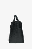 Burberry Black Leather TB Monogram Embossed Tote With Strap