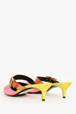 Hermes Pink/Yellow/Brown Satin Pointed Kitten Heels Size 37