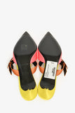 Hermes Pink/Yellow/Brown Satin Pointed Kitten Heels Size 37