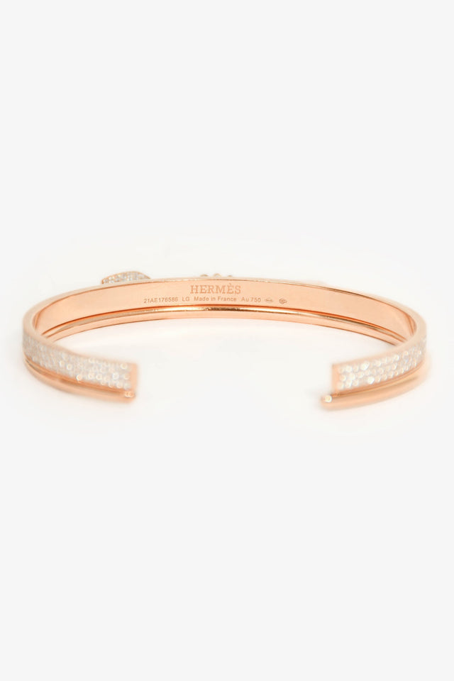 Hermes 18K Rose Gold Diamonds Kelly Cadenas Double Bracelet Small Model