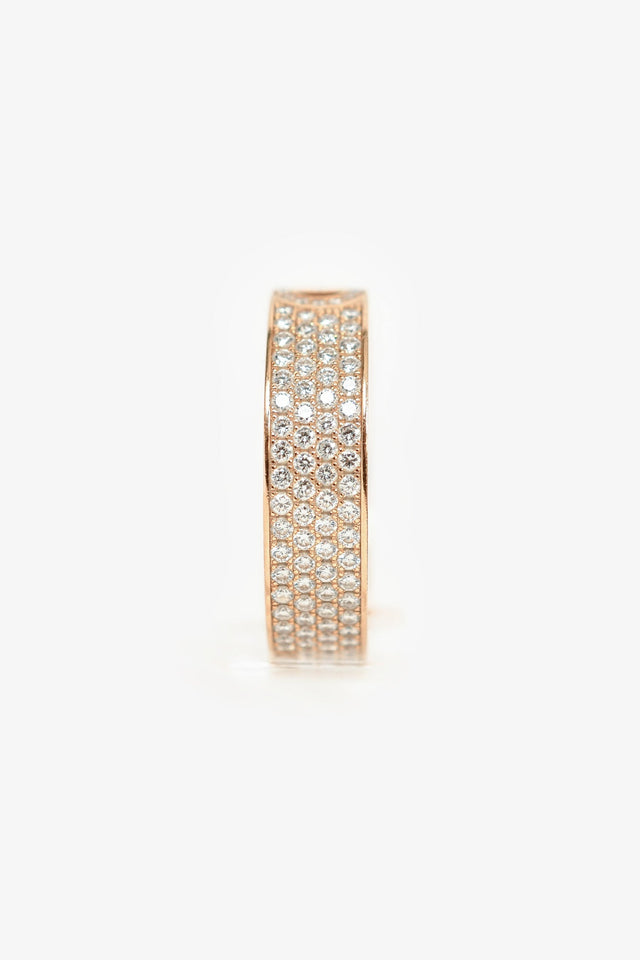 Hermes 18K Rose Gold Diamond Small H d'Ancre Ring Size 56